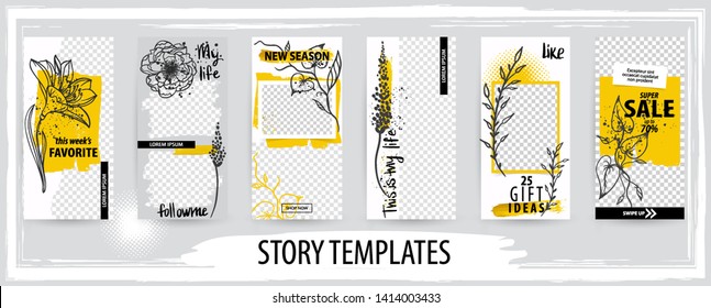 Trendy editable template for social networks story, vector illustration. Design backgrounds for social media.