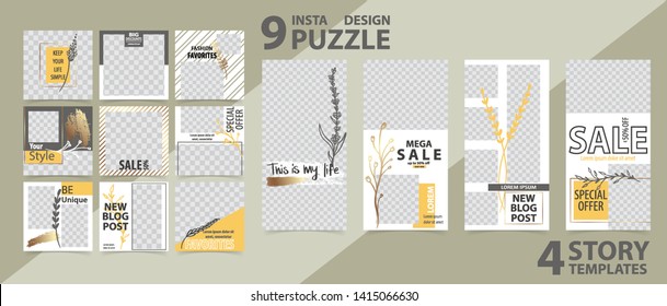 Trendy editable template for social networks stories and posts, vector illustration. Design backgrounds for social media.