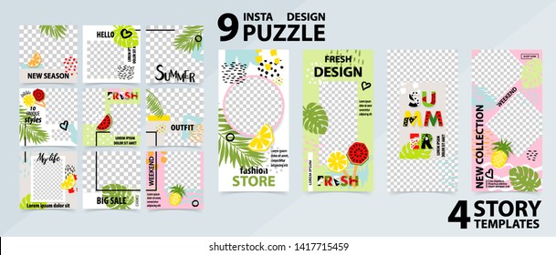 Trendy editable template for social networks stories and posts, vector illustration. Design backgrounds for social media.