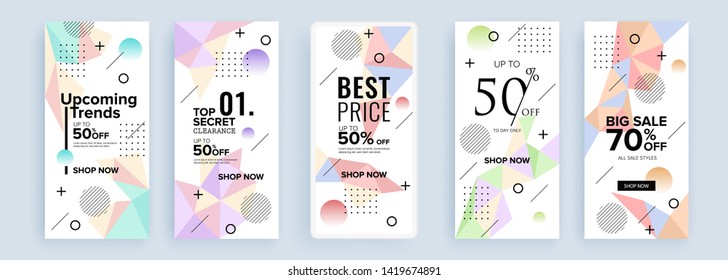 Trendy editable template for social networks stories, vector illustration. Design backgrounds for social media.