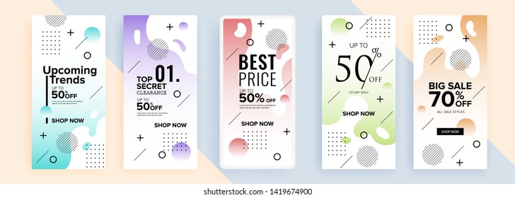 Trendy editable template for social networks stories, vector illustration. Design backgrounds for social media.