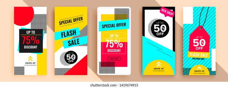 Trendy editable template for social networks stories, vector illustration. Design backgrounds for social media.