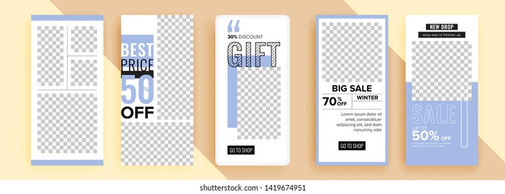 Trendy editable template for social networks stories, vector illustration. Design backgrounds for social media.