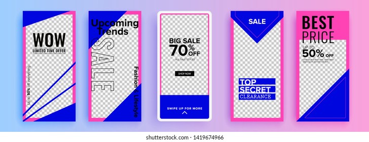 Trendy editable template for social networks stories, vector illustration. Design backgrounds for social media.