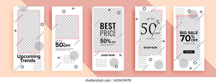 Trendy editable template for social networks stories, vector illustration. Design backgrounds for social media.