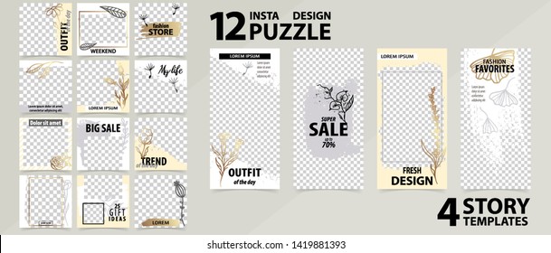 Trendy editable template for social networks stories and posts, vector illustration. Design backgrounds for social media.