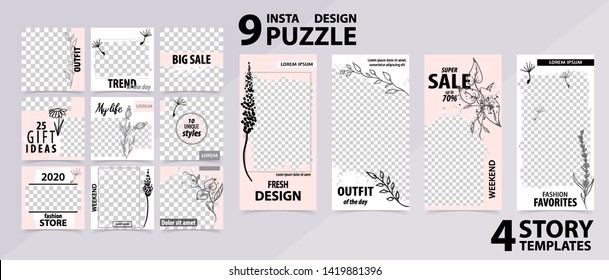 Trendy editable template for social networks stories and posts, vector illustration. Design backgrounds for social media.