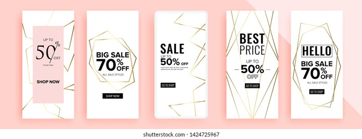 Trendy editable template for social networks stories, vector illustration. Design backgrounds for social media.