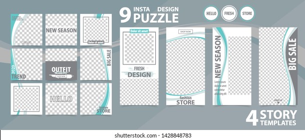 Trendy editable template for social networks stories and posts, vector illustration. Design backgrounds for social media.