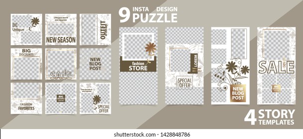 Trendy editable template for social networks stories and posts, vector illustration. Design backgrounds for social media.