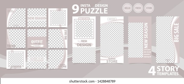 Trendy editable template for social networks stories and posts, vector illustration. Design backgrounds for social media.