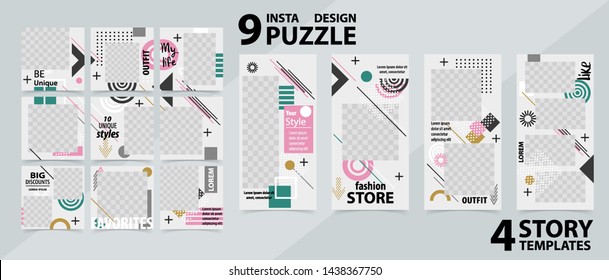 Trendy editable template for social networks stories and posts, vector illustration. Design backgrounds for social media.