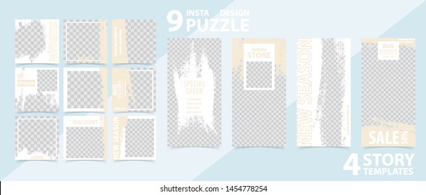 Trendy editable template for social networks stories and posts, vector illustration. Set of story and post square frame. Mockup for advertising.  Design backgrounds for social media.