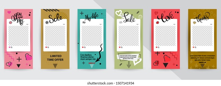 Trendy editable template for social networks stories, story, vector illustration. Design backgrounds for social media.