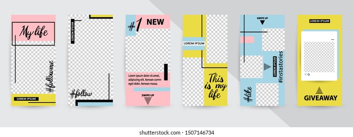 Trendy editable template for social networks stories, story, vector illustration. Design backgrounds for social media.