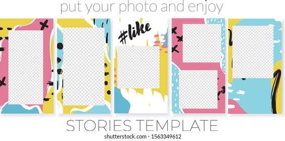 Trendy editable template for social networks stories, vector illustration. Best design backgrounds for social media. Template photo, backdrop, website, mobile app, poster, flyer, coupon, gift card.