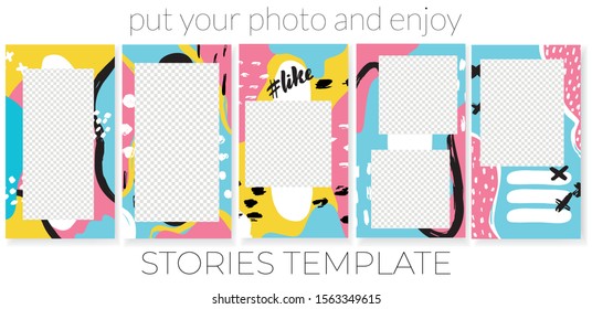 Trendy editable template for social networks stories, vector illustration. Best design backgrounds for social media. Template photo, backdrop, website, mobile app, poster, flyer, coupon, gift card.