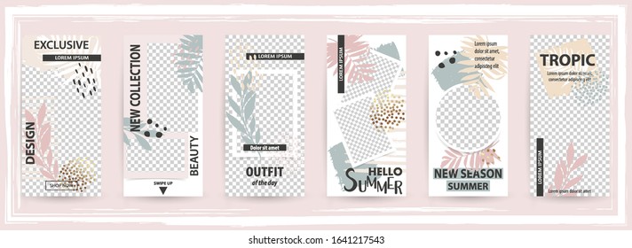 Trendy editable template for social networks stories, torn paper, vector illustration. Design backgrounds for social media, internet web banner, poster and brochure.