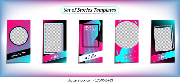 Trendy editable template for social networks stories. Design backgrounds for social media. Use for, website, mobile app, poster, flyer, smartphone template, web design. Vector illustration. EPS10