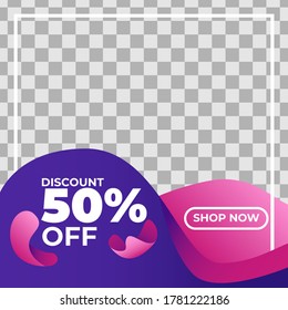 Trendy editable template for social networks stories and posts, vector illustration. Design backgrounds for social media. Gradient purple pink social media post, banner sale. Background abstract.