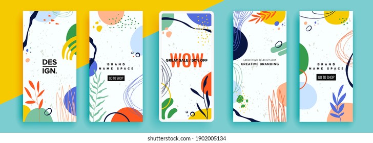 Trendy editable template for social networks stories, vector illustration. Design backgrounds for social media.