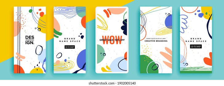 Trendy editable template for social networks stories, vector illustration. Design backgrounds for social media.