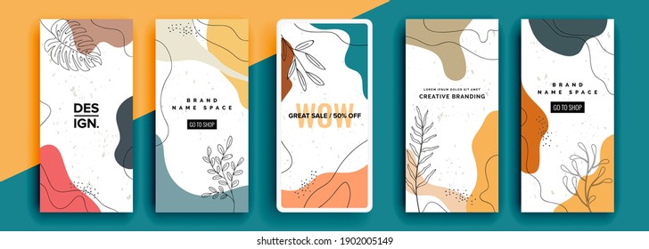 Trendy editable template for social networks stories, vector illustration. Design backgrounds for social media.