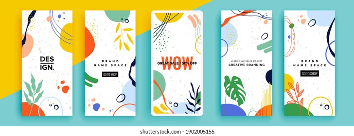 Trendy editable template for social networks stories, vector illustration. Design backgrounds for social media.