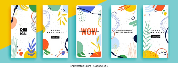 Trendy editable template for social networks stories, vector illustration. Design backgrounds for social media.