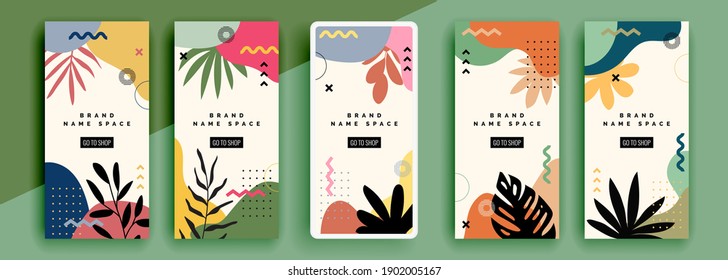 Trendy editable template for social networks stories, vector illustration. Design backgrounds for social media.