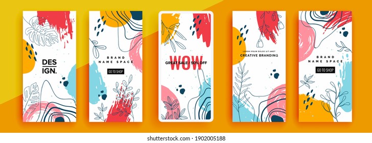 Trendy editable template for social networks stories, vector illustration. Design backgrounds for social media.