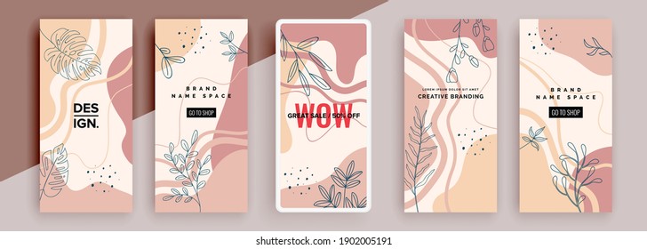 Trendy editable template for social networks stories, vector illustration. Design backgrounds for social media.