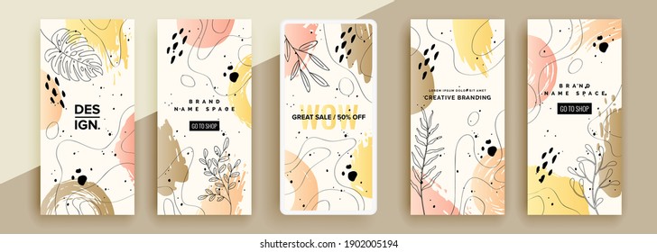 Trendy editable template for social networks stories, vector illustration. Design backgrounds for social media.