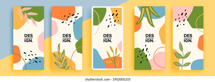 Trendy editable template for social networks stories, vector illustration. Design backgrounds for social media.