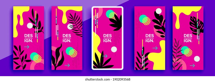 Trendy editable template for social networks stories, vector illustration. Design backgrounds for social media.