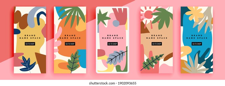 Trendy editable template for social networks stories, vector illustration. Design backgrounds for social media.