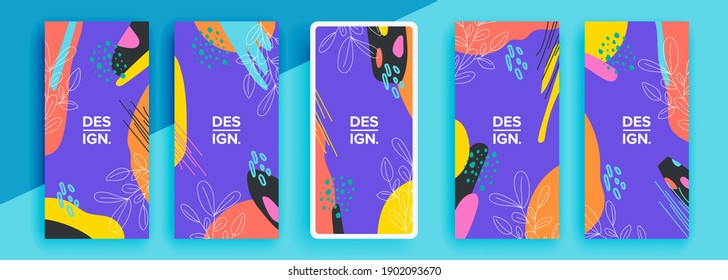Trendy editable template for social networks stories, vector illustration. Design backgrounds for social media.