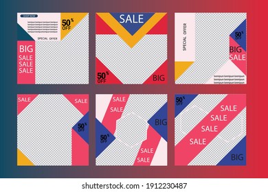 Trendy editable template for social networks stories and posts with multicolor
