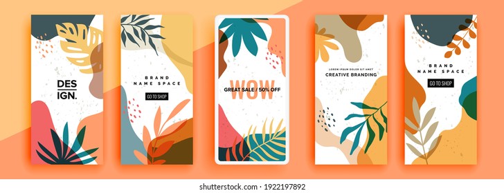 Trendy editable template for social networks stories, vector illustration. Design backgrounds for social media.