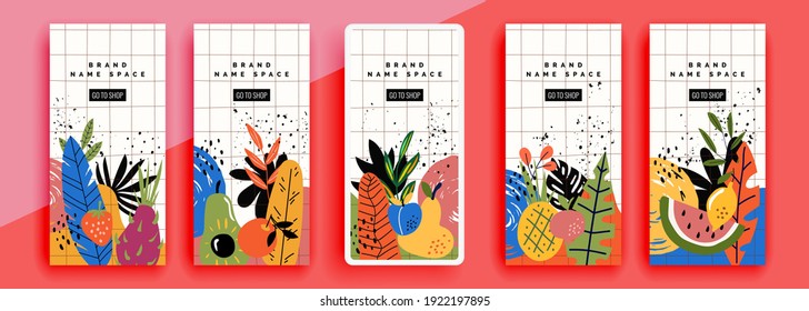 Trendy editable template for social networks stories, vector illustration. Design backgrounds for social media.