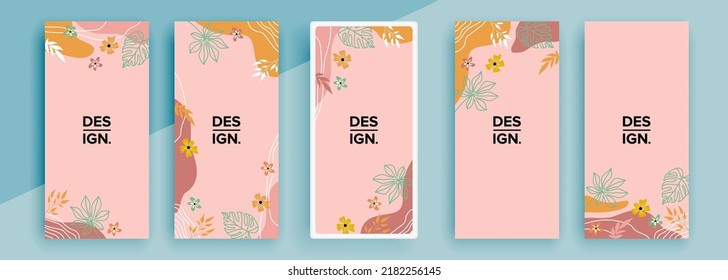 Trendy editable template for social networks stories, vector illustration. Design backgrounds for social media.