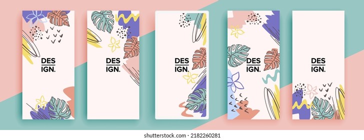 Trendy editable template for social networks stories, vector illustration. Design backgrounds for social media.