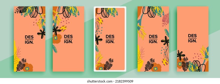 Trendy editable template for social networks stories, vector illustration. Design backgrounds for social media.