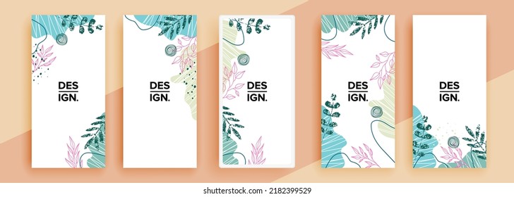 Trendy editable template for social networks stories, vector illustration. Design backgrounds for social media.