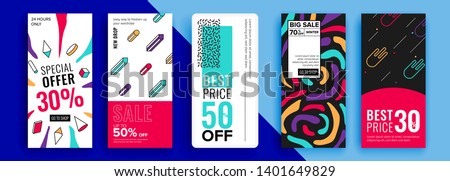 Trendy editable template for social networks stories, vector illustration. Design backgrounds for social media.