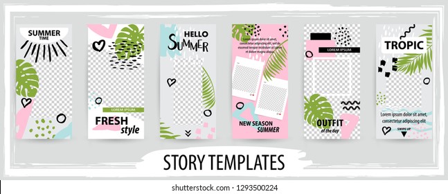 Trendy editable template for social topical networks stories, vector illustration. Design backgrounds for social media.