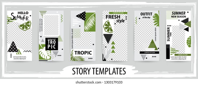 Trendy editable template for social topical networks stories, vector illustration. Design backgrounds for social media.