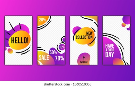 Trendy editable template for stories. Abstract form. Liquid design. Isolated gradients soft shape. Vector illustration.