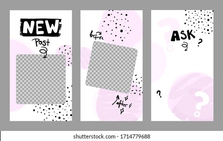 Trendy editable template for stories, vector stock illustration, doodle, contemporary, modern style. Design backgrounds for social media.