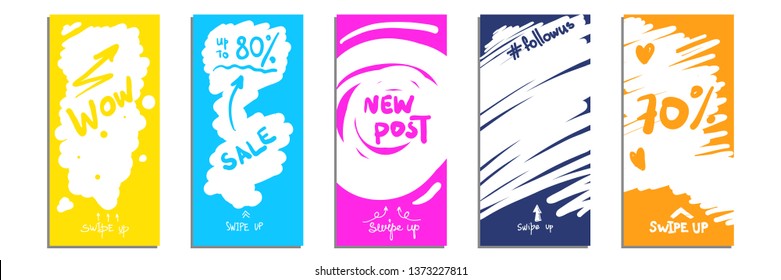 Trendy editable templates for stories, background for stories for sale or advertising shop, hand drawing style